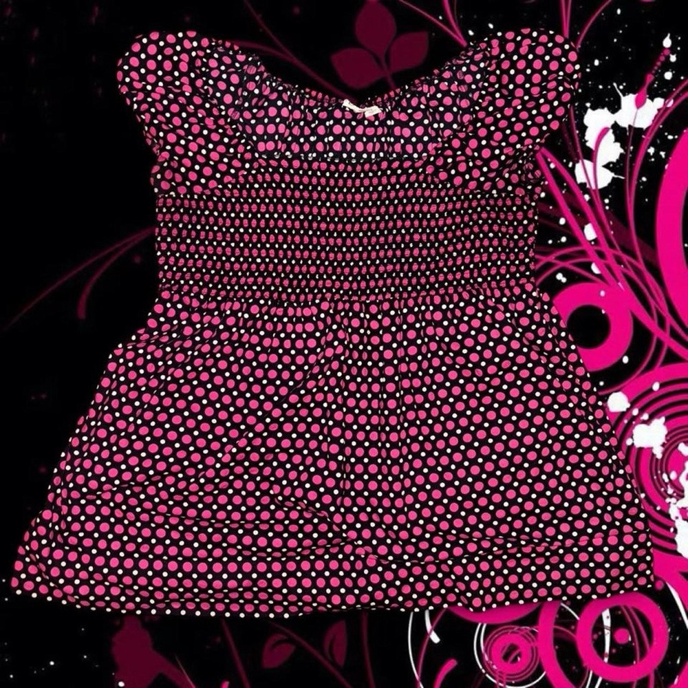 vtg y2k polkadot babydoll top - cato, 100% cotton, sz lg. no flaws!